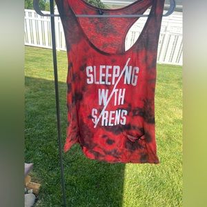 Tie Dye Sleeping With Sirens Band Merch Tank Top; Size L